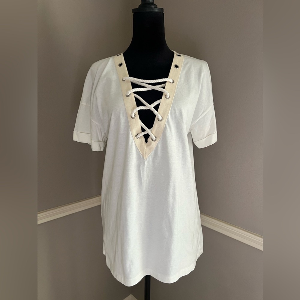 Zara Collection Season Deep V Rope T shirt